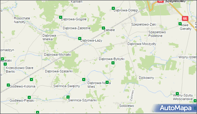 mapa Dąbrowa-Bybytki, Dąbrowa-Bybytki na mapie Targeo