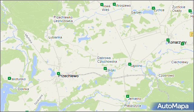 mapa Dąbrowa Człuchowska, Dąbrowa Człuchowska na mapie Targeo