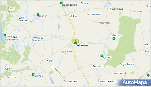 mapa Dąbrowa powiat mogileński, Dąbrowa powiat mogileński na mapie Targeo