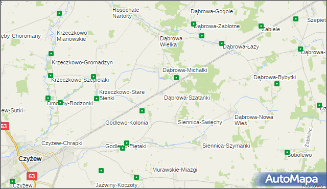 mapa Dąbrowa-Szatanki, Dąbrowa-Szatanki na mapie Targeo