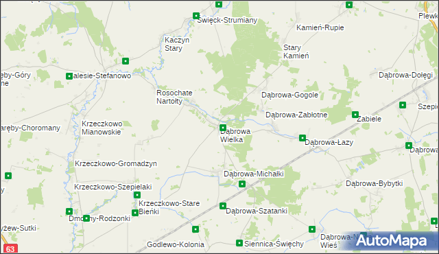 mapa Dąbrowa Wielka gmina Czyżew, Dąbrowa Wielka gmina Czyżew na mapie Targeo