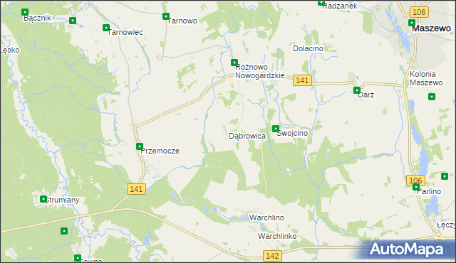 mapa Dąbrowica gmina Maszewo, Dąbrowica gmina Maszewo na mapie Targeo