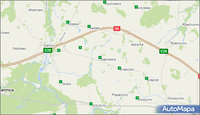 mapa Dąbrówka gmina Damnica, Dąbrówka gmina Damnica na mapie Targeo