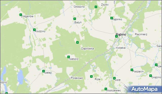 mapa Dąbrówka gmina Rąbino, Dąbrówka gmina Rąbino na mapie Targeo