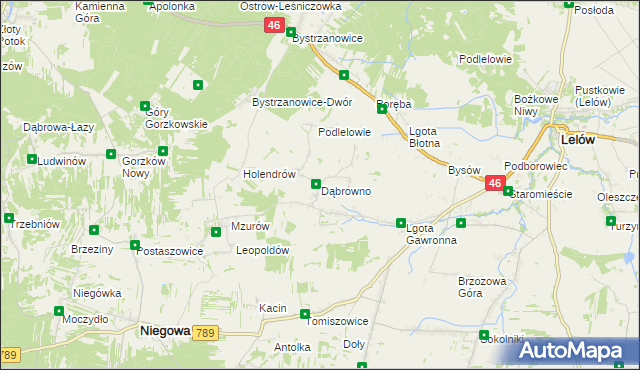 mapa Dąbrowno gmina Niegowa, Dąbrowno gmina Niegowa na mapie Targeo