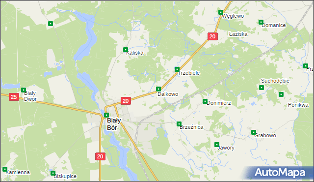 mapa Dalkowo gmina Biały Bór, Dalkowo gmina Biały Bór na mapie Targeo