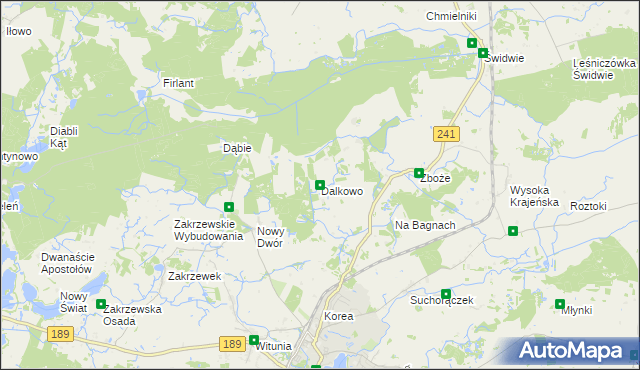 mapa Dalkowo gmina Więcbork, Dalkowo gmina Więcbork na mapie Targeo