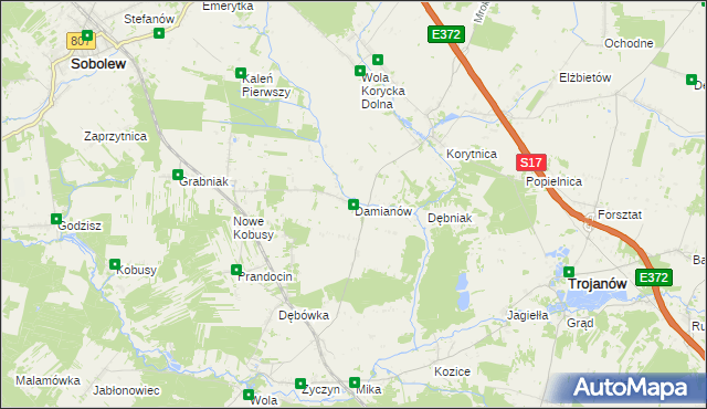 mapa Damianów, Damianów na mapie Targeo