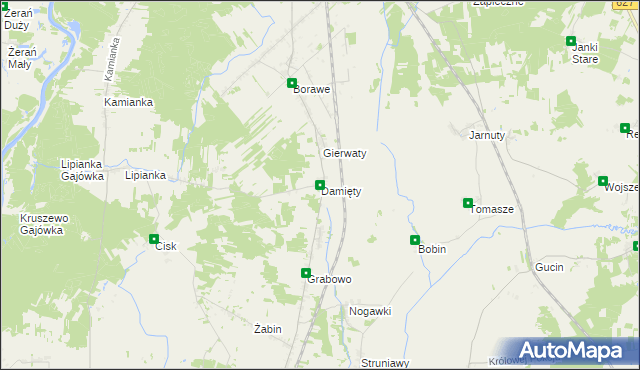 mapa Damięty, Damięty na mapie Targeo