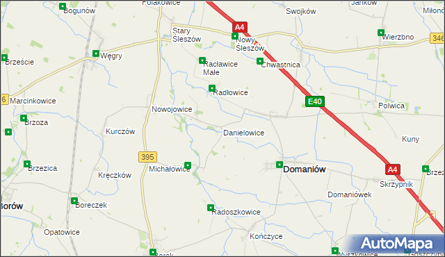 mapa Danielowice, Danielowice na mapie Targeo
