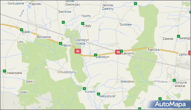 mapa Daniszyn, Daniszyn na mapie Targeo