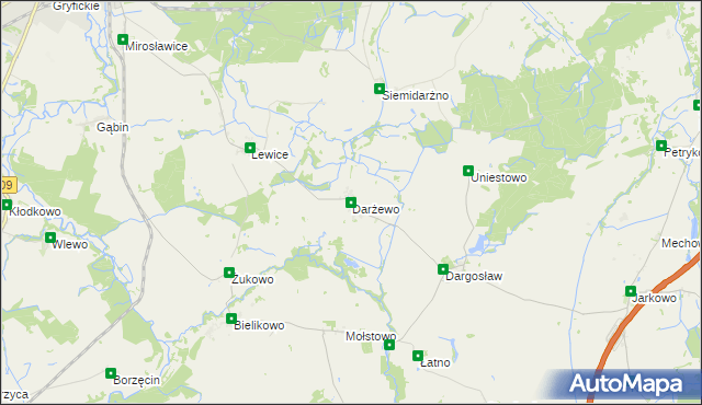 mapa Darżewo gmina Brojce, Darżewo gmina Brojce na mapie Targeo