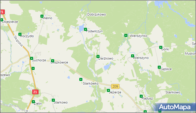 mapa Darżkowo, Darżkowo na mapie Targeo