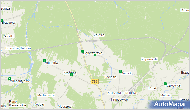 mapa Dęba gmina Poświętne, Dęba gmina Poświętne na mapie Targeo