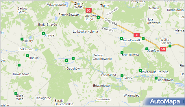 mapa Dębiny Osuchowskie, Dębiny Osuchowskie na mapie Targeo