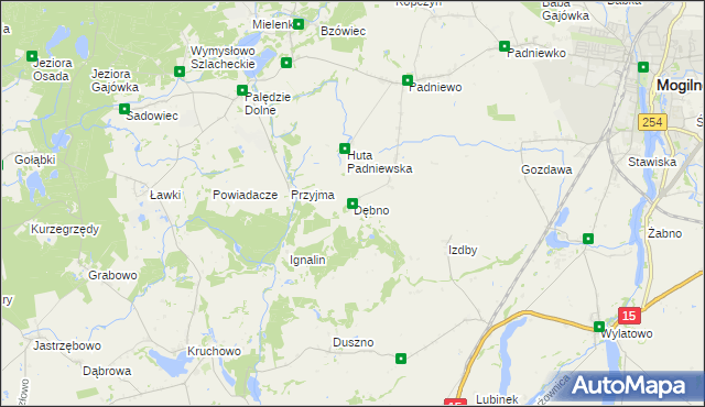 mapa Dębno gmina Mogilno, Dębno gmina Mogilno na mapie Targeo