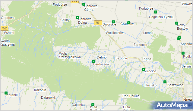 mapa Dębno gmina Nowa Słupia, Dębno gmina Nowa Słupia na mapie Targeo