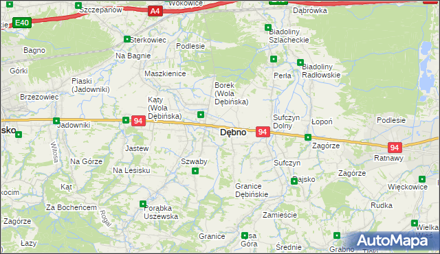 mapa Dębno powiat brzeski, Dębno powiat brzeski na mapie Targeo