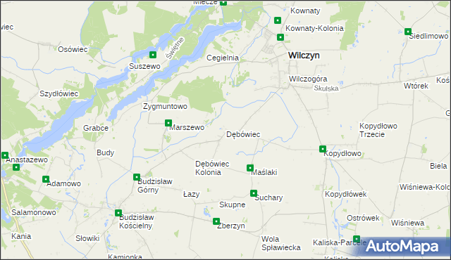 mapa Dębówiec gmina Wilczyn, Dębówiec gmina Wilczyn na mapie Targeo