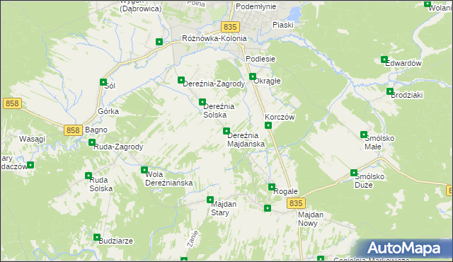 mapa Dereźnia Majdańska, Dereźnia Majdańska na mapie Targeo