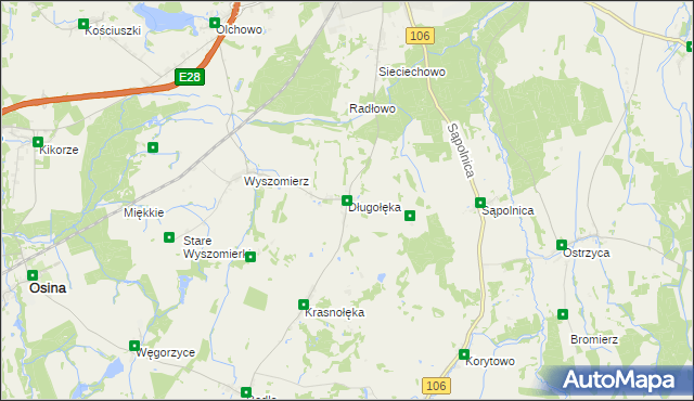 mapa Długołęka gmina Nowogard, Długołęka gmina Nowogard na mapie Targeo