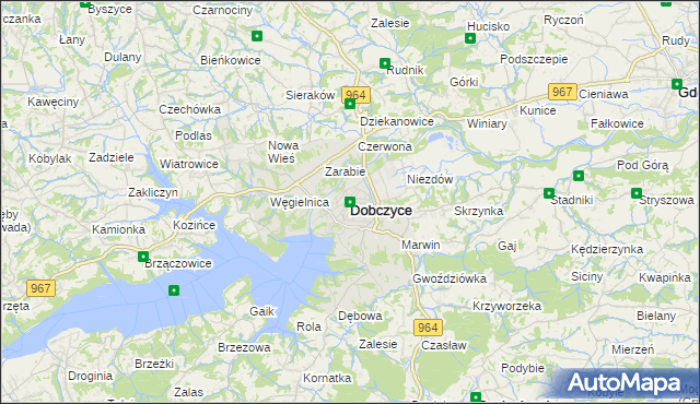 mapa Dobczyce, Dobczyce na mapie Targeo