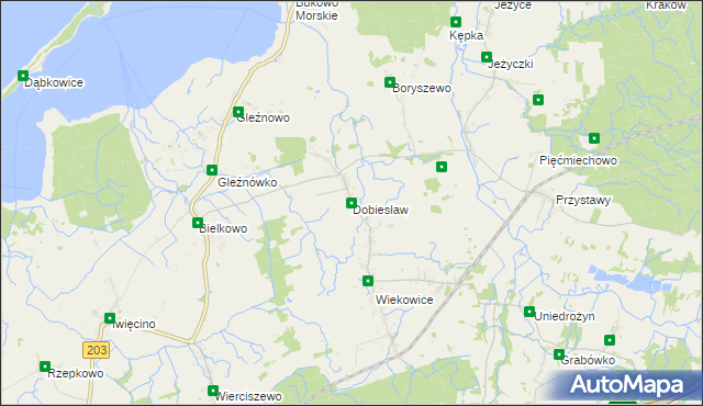 mapa Dobiesław gmina Darłowo, Dobiesław gmina Darłowo na mapie Targeo