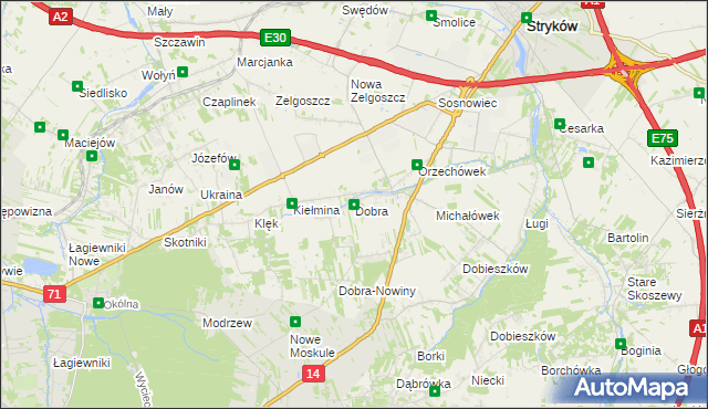 mapa Dobra gmina Stryków, Dobra gmina Stryków na mapie Targeo