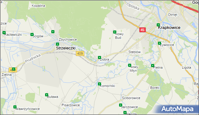 mapa Dobra gmina Strzeleczki, Dobra gmina Strzeleczki na mapie Targeo