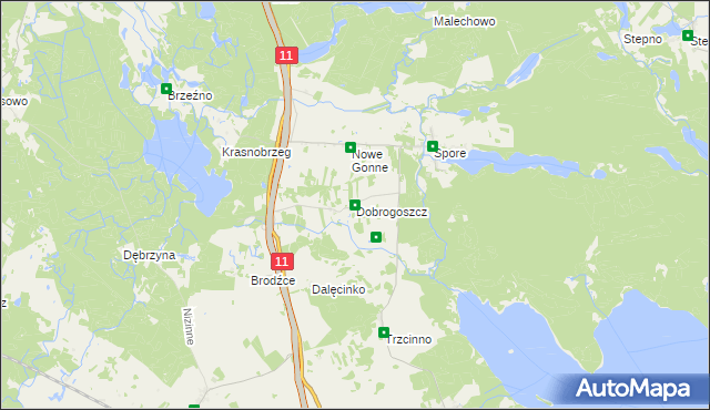 mapa Dobrogoszcz gmina Szczecinek, Dobrogoszcz gmina Szczecinek na mapie Targeo
