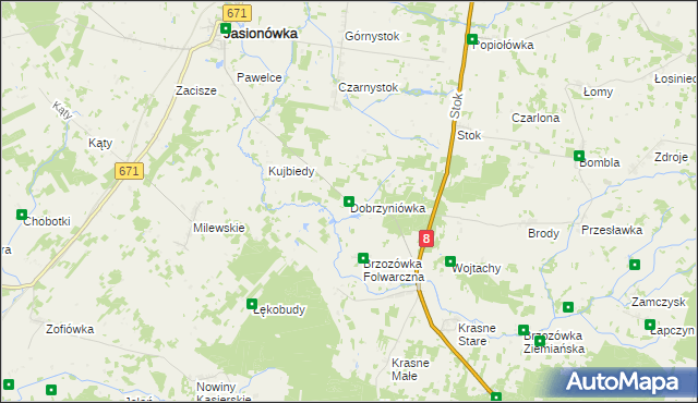 mapa Dobrzyniówka gmina Jasionówka, Dobrzyniówka gmina Jasionówka na mapie Targeo