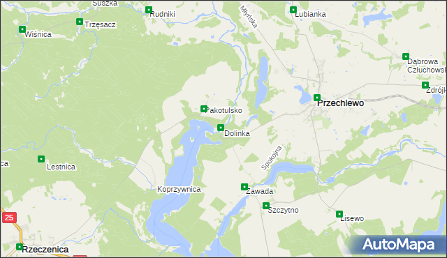 mapa Dolinka gmina Przechlewo, Dolinka gmina Przechlewo na mapie Targeo