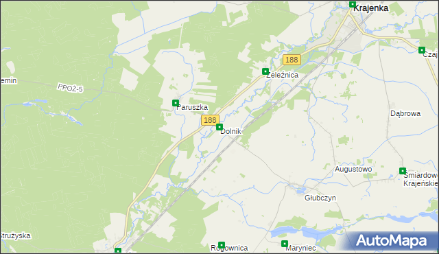 mapa Dolnik gmina Krajenka, Dolnik gmina Krajenka na mapie Targeo