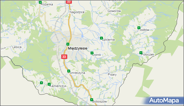 mapa Dolnik gmina Międzylesie, Dolnik gmina Międzylesie na mapie Targeo