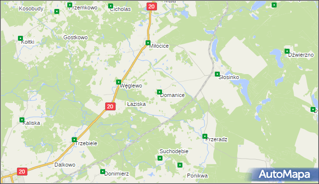 mapa Domanice gmina Miastko, Domanice gmina Miastko na mapie Targeo