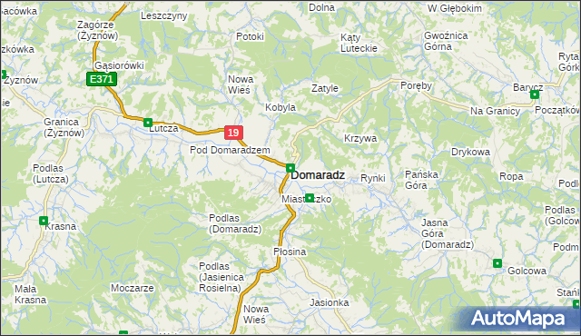 mapa Domaradz powiat brzozowski, Domaradz powiat brzozowski na mapie Targeo