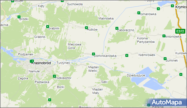 mapa Dominikanówka, Dominikanówka na mapie Targeo