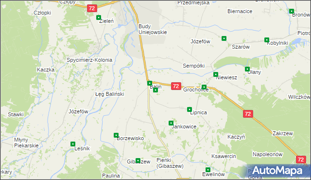 mapa Dominikowice gmina Poddębice, Dominikowice gmina Poddębice na mapie Targeo