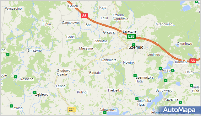 mapa Donimierz gmina Szemud, Donimierz gmina Szemud na mapie Targeo