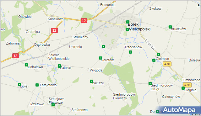 mapa Dorotów gmina Borek Wielkopolski, Dorotów gmina Borek Wielkopolski na mapie Targeo