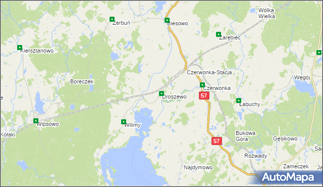 mapa Droszewo, Droszewo na mapie Targeo