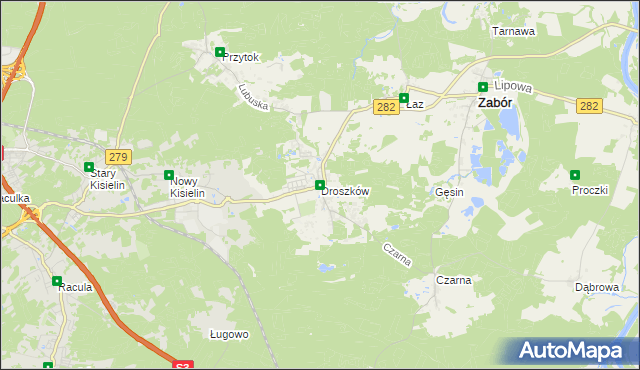 mapa Droszków gmina Zabór, Droszków gmina Zabór na mapie Targeo