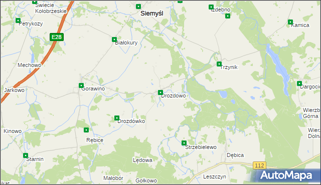 mapa Drozdowo gmina Rymań, Drozdowo gmina Rymań na mapie Targeo