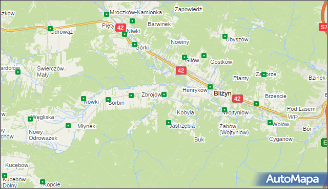 mapa Drożdżów, Drożdżów na mapie Targeo