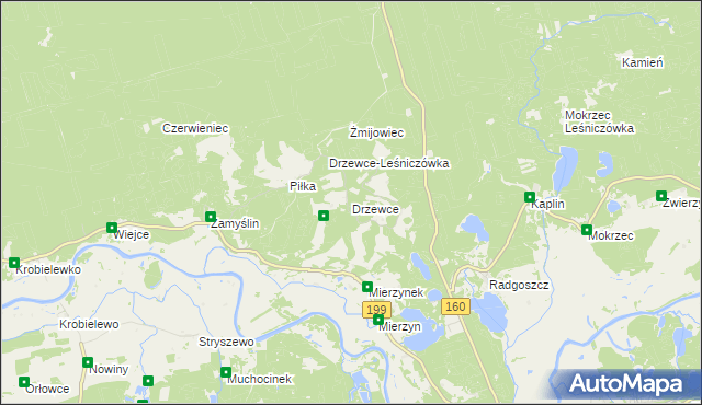 mapa Drzewce gmina Międzychód, Drzewce gmina Międzychód na mapie Targeo