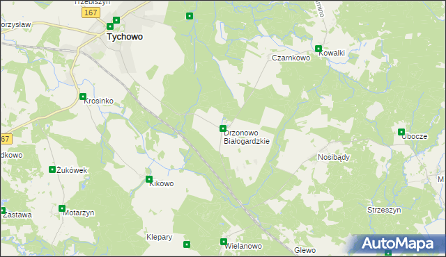 mapa Drzonowo Białogardzkie, Drzonowo Białogardzkie na mapie Targeo