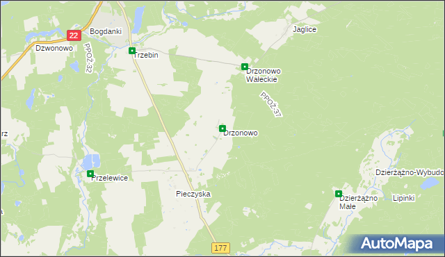 mapa Drzonowo gmina Człopa, Drzonowo gmina Człopa na mapie Targeo