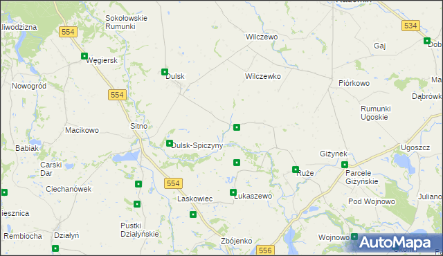 mapa Dulsk-Frankowo, Dulsk-Frankowo na mapie Targeo