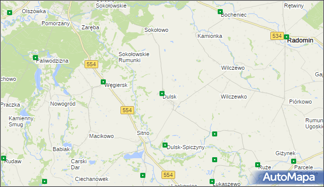 mapa Dulsk gmina Radomin, Dulsk gmina Radomin na mapie Targeo