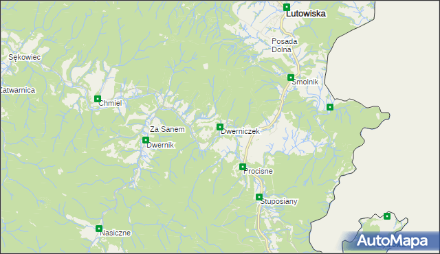 mapa Dwerniczek, Dwerniczek na mapie Targeo